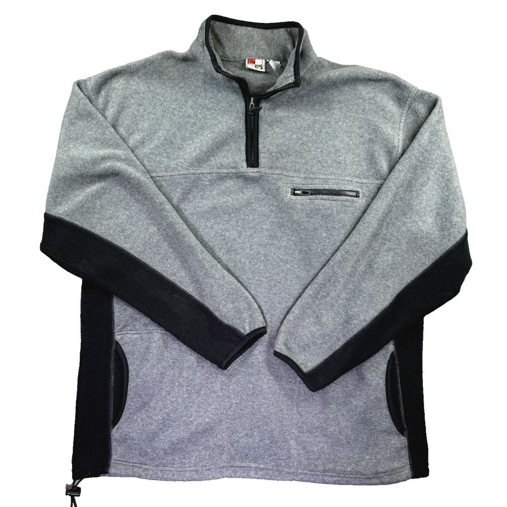 Energy Zone Pullover Men‎ Large Sweatshirt 1/4 Zip Fleece Pockets Mock Neck Gray